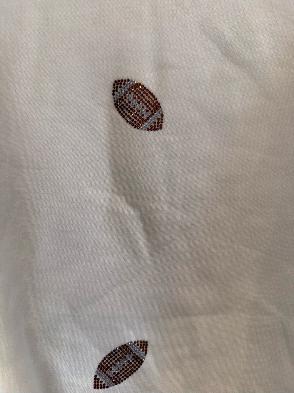 White Crewneck Sweatshirt with Embroidered Football Motif - Picture 4 of 6
